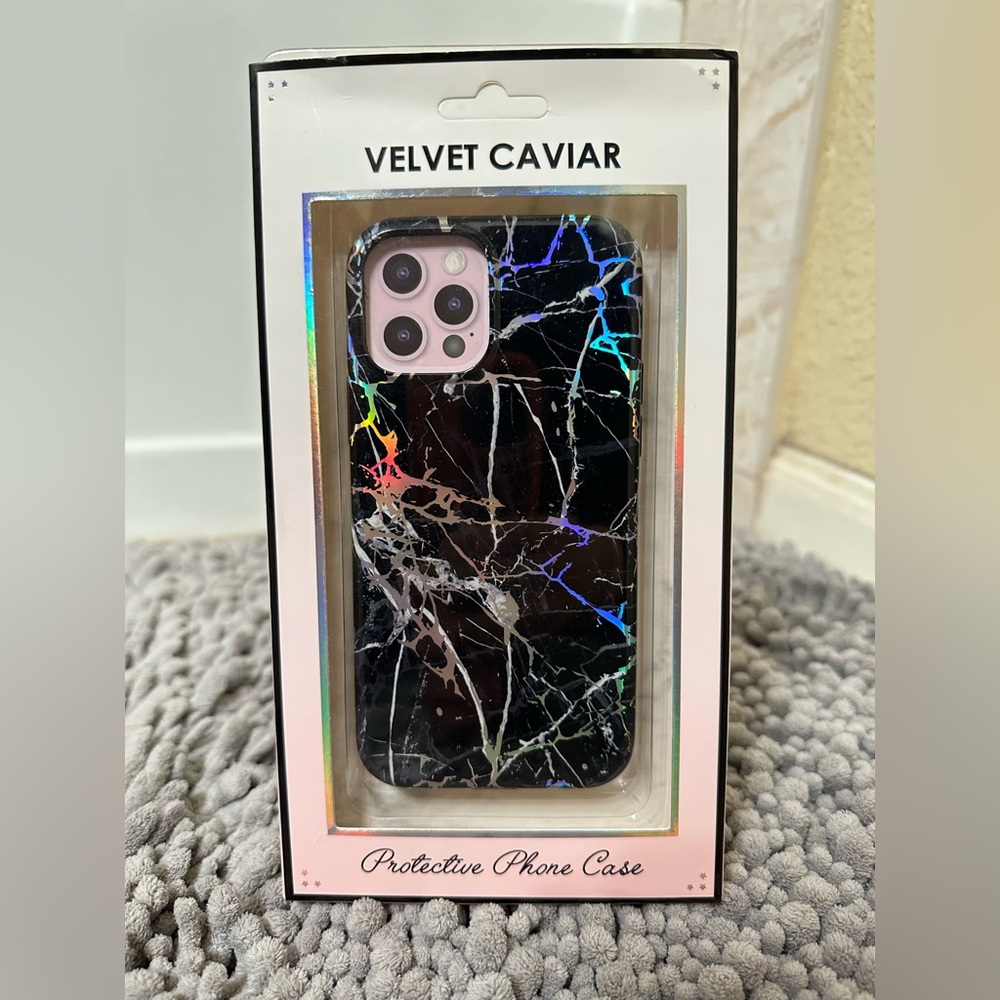 Velvet Caviar Holo Black Marble iPhone Case